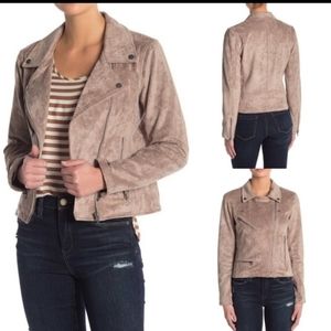 The Blank NYC Women's Faux Suede Moto Jacket - Shroom Sz: XS